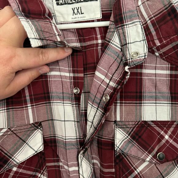 Reclaim Athletic Fit Snap Button Down Red Plaid Shirt Men’s Size XXL - Picture 4 of 7